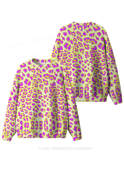 Yellow Leopard Y2K Christmas Knit Sweatshirt Cherrykitten