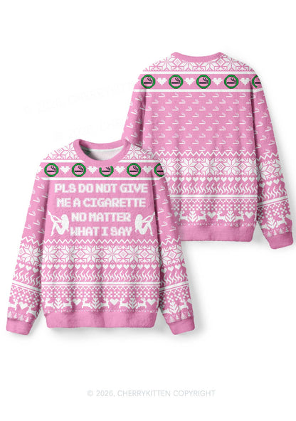 Dont Give Me Cigarette Y2K Christmas Knit Sweatshirt Cherrykitten