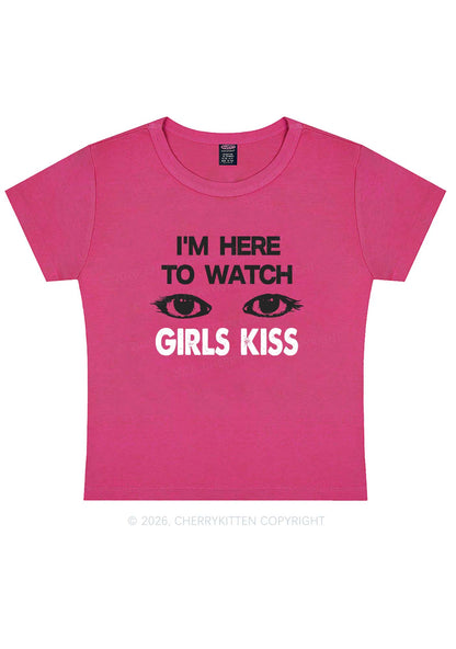 Im Here To Watch Girls Kiss Pride Y2K Baby Tee Cherrykitten