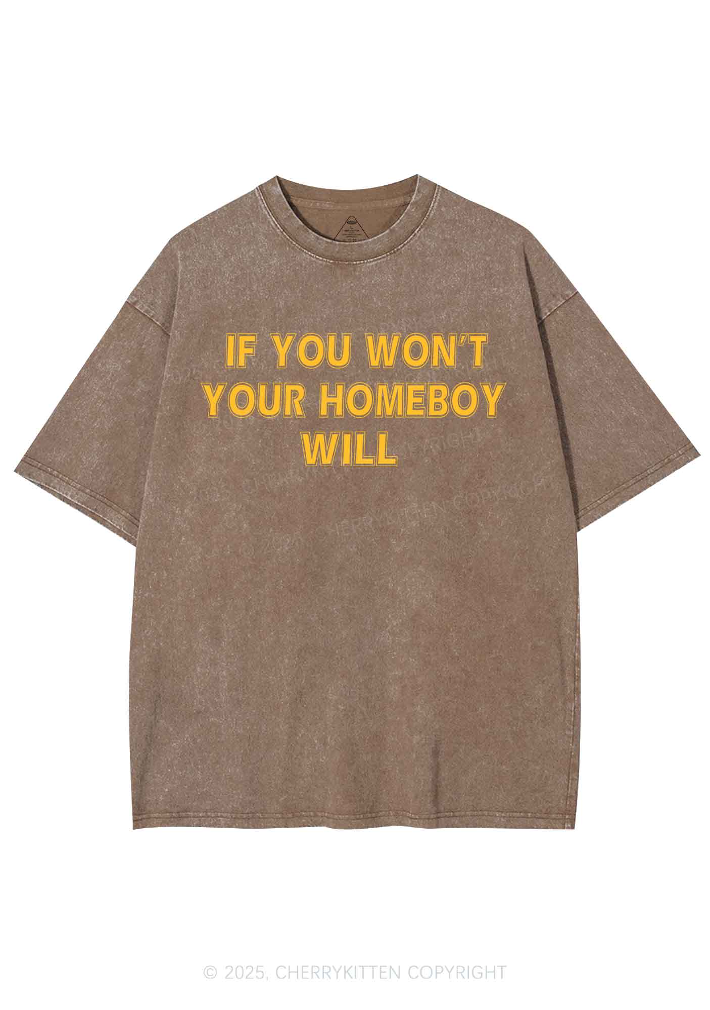 Your Homeboy Will Y2K Washed Tee Cherrykitten