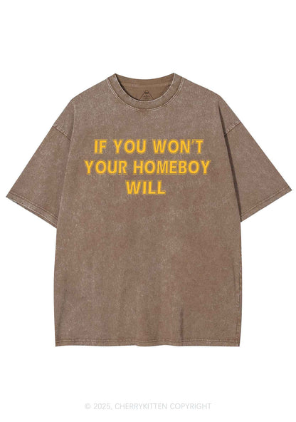 Your Homeboy Will Y2K Washed Tee Cherrykitten