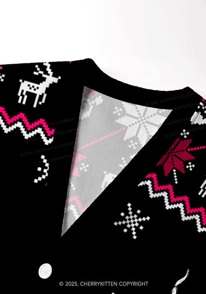 Santa Thinks Youre A Cxxt Y2K Christmas Cardigan Knit Sweatshirt Cherrykitten