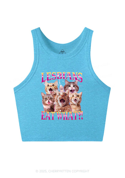 Funny Lesbian Cat Y2K Crop Tank Top Cherrykitten