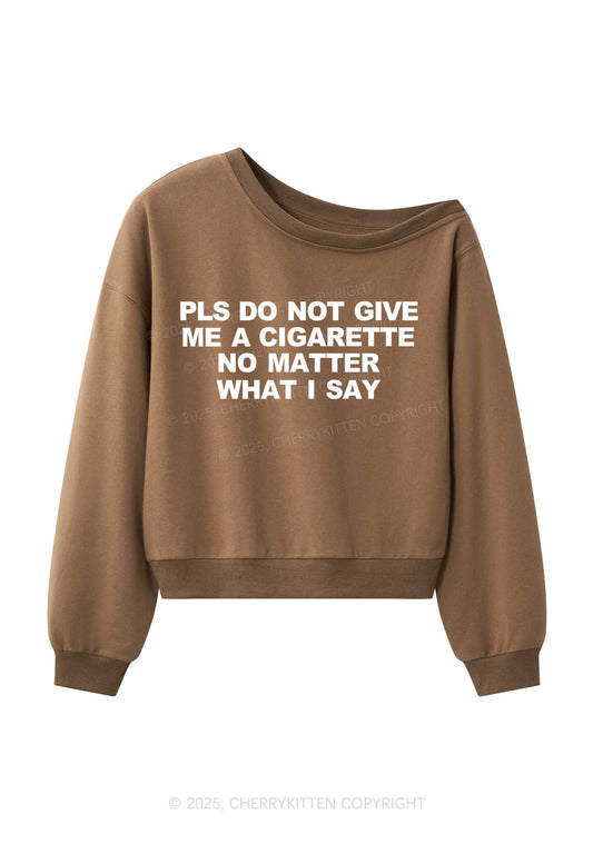 Dont Give Me Cigarette Y2K Off Shoulder Sweatshirts Cherrykitten