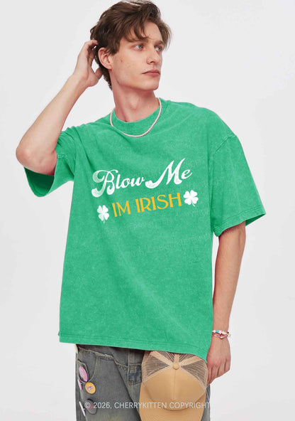 Blow Me Im Irish St Patricks Y2K Shirts Washed Tee Cherrykitten