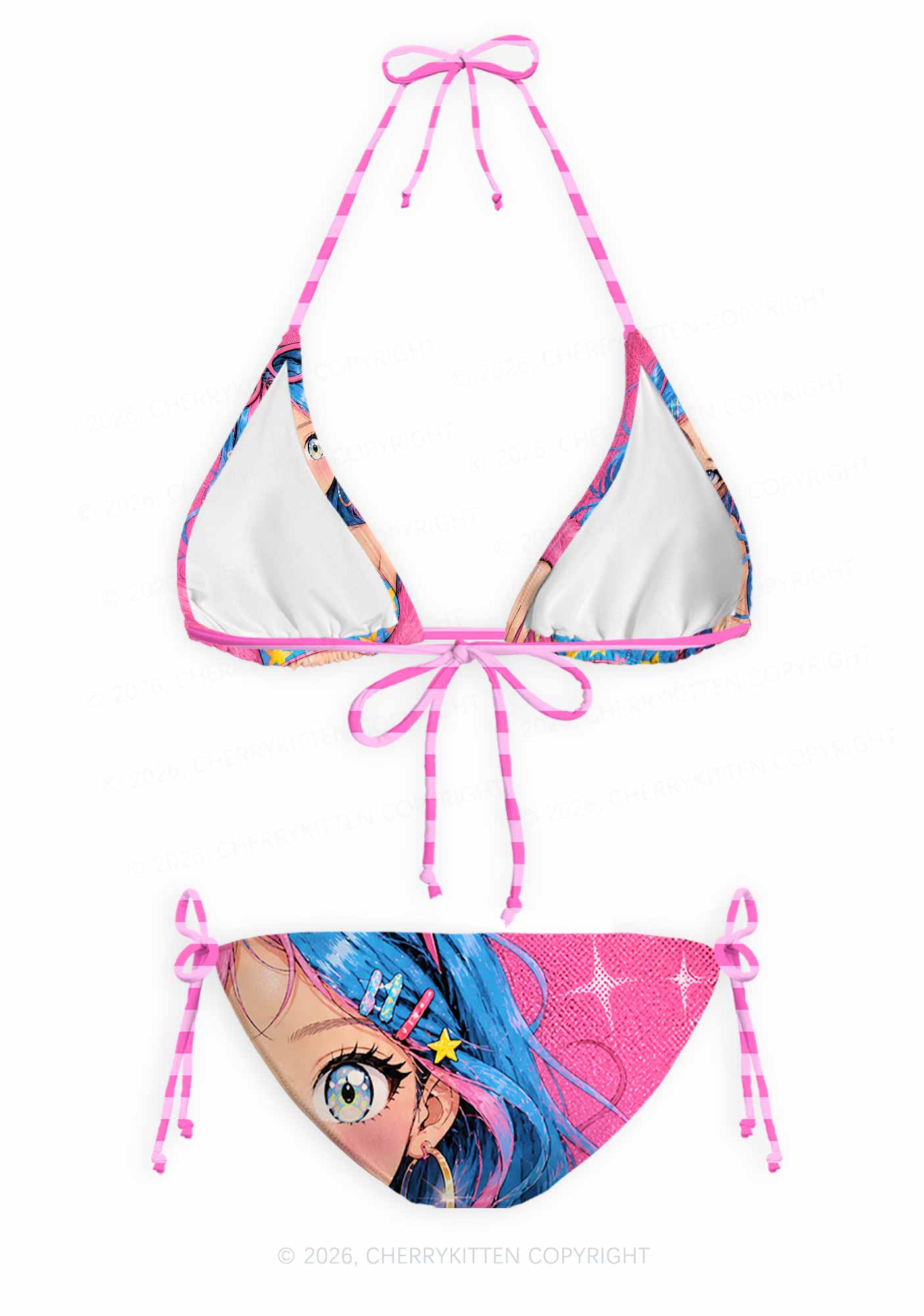 Kawaii Manga Girl Y2K Print Bikini Set Cherrykitten
