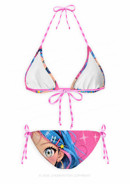 Kawaii Manga Girl Y2K Print Bikini Set Cherrykitten