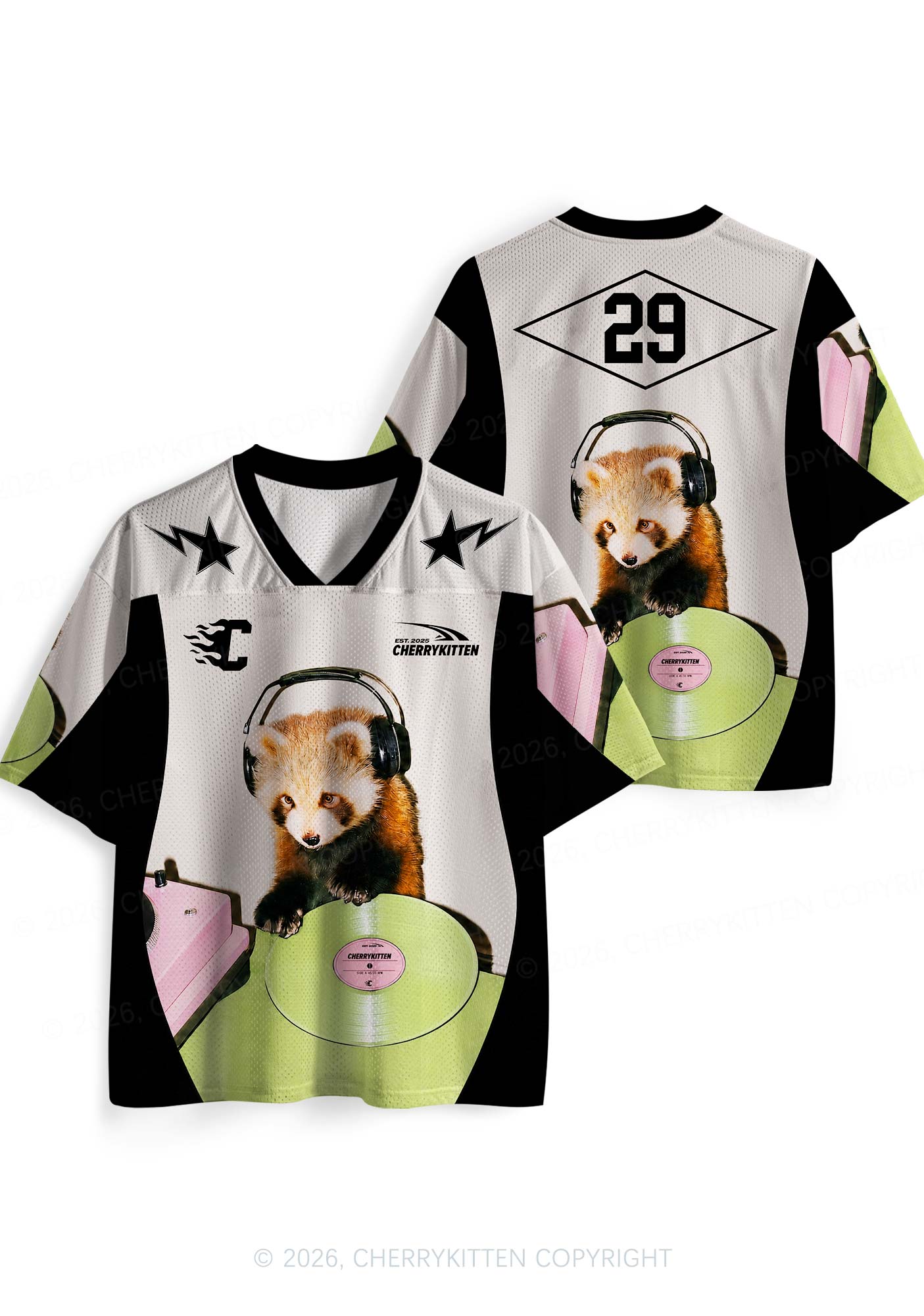 Custom Red Panda DJ Y2K Sport Jersey Shirts Cherrykitten