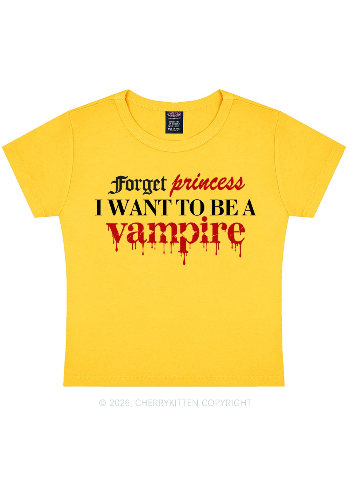 Halloween Want To Be Vampire Y2K Baby Tee Cherrykitten