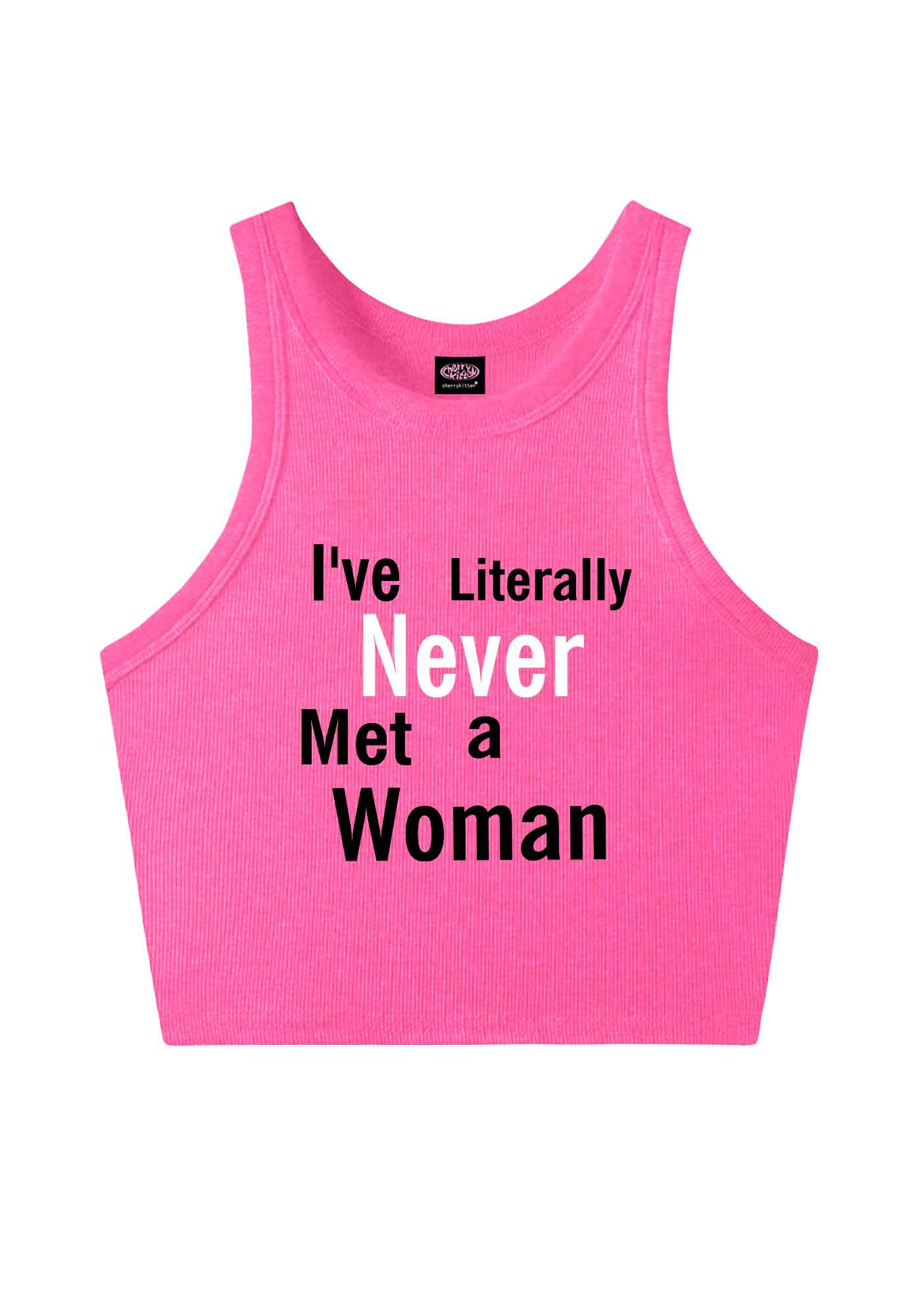 Never Met A Woman Pride Y2K Crop Tank Top Cherrykitten