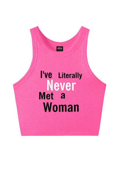 Never Met A Woman Pride Y2K Crop Tank Top Cherrykitten
