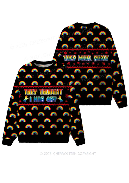 I Was Gay Pride Y2K Christmas Knit Sweatshirt Cherrykitten