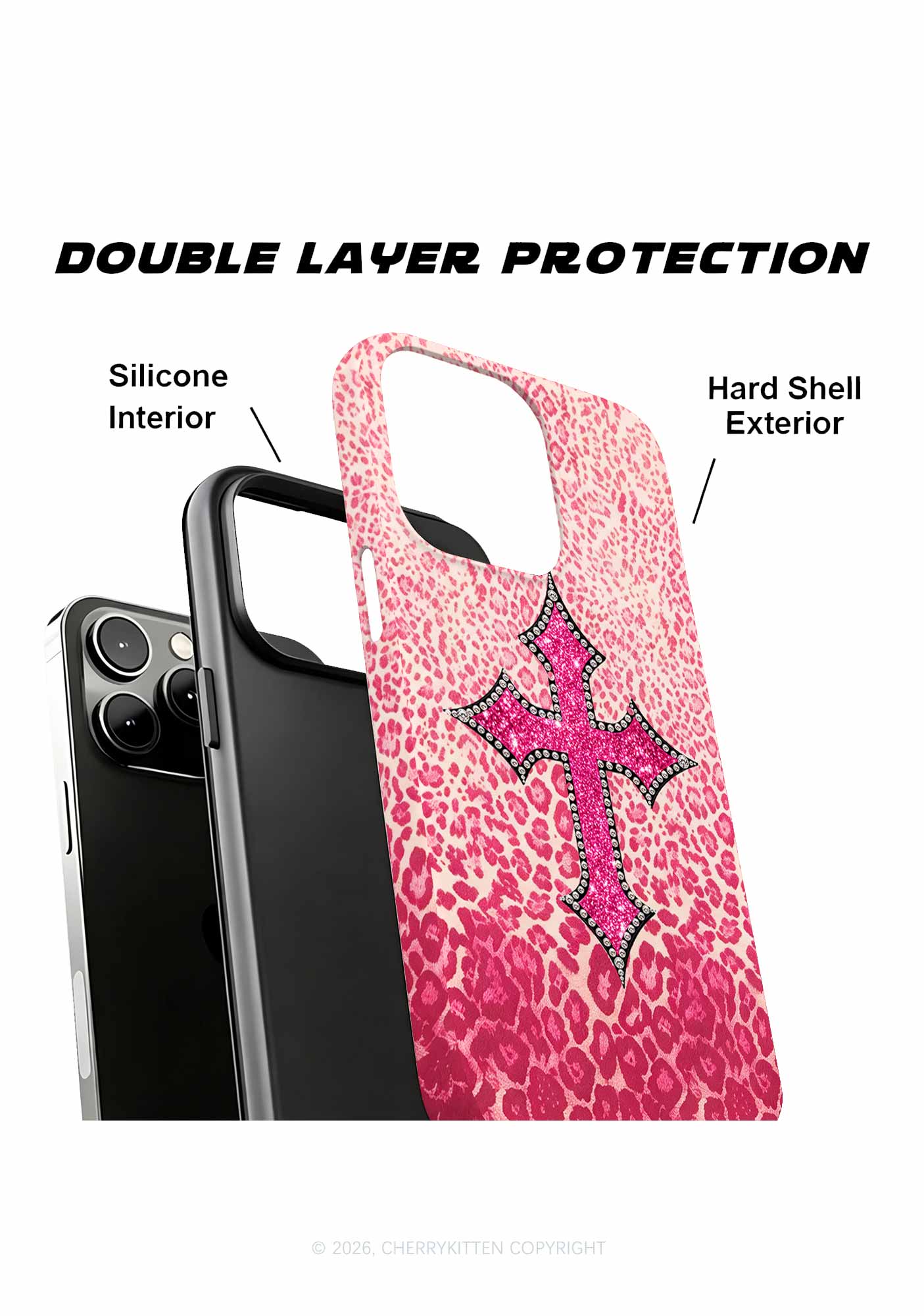Halloween Pink Leopard Cross Y2K Phone Case Cherrykitten