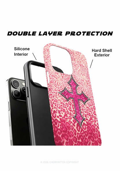 Halloween Pink Leopard Cross Y2K Phone Case Cherrykitten