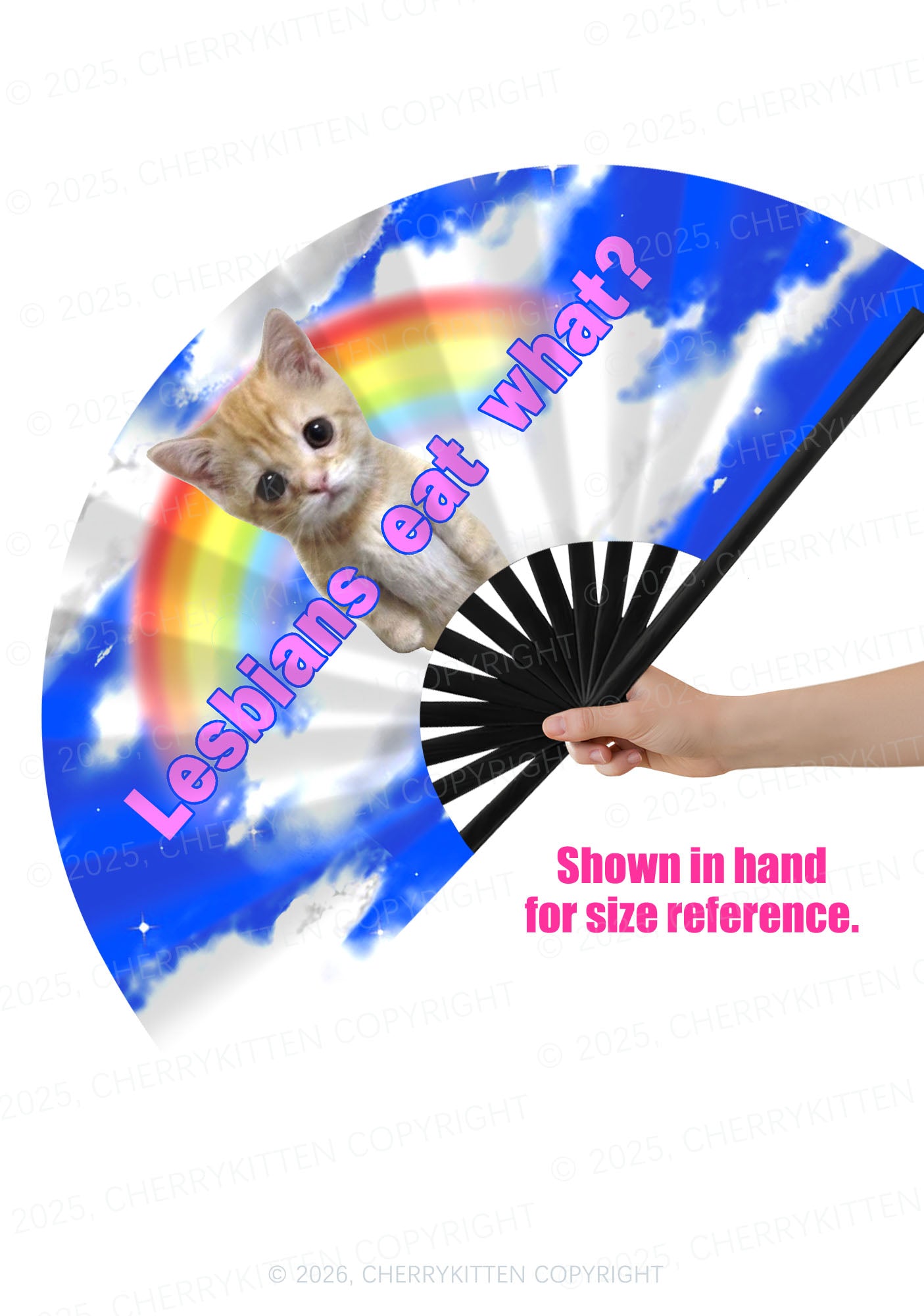 Lesbians Eat What Pride Y2K Rave Hand Fan Cherrykitten