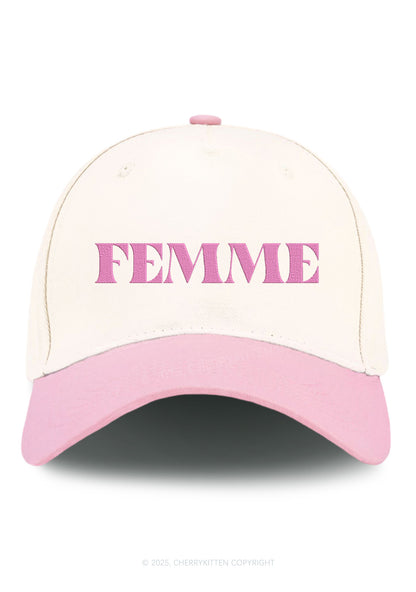 Embroidered Femme Pride Y2K Color Block Baseball Cap Cherrykitten