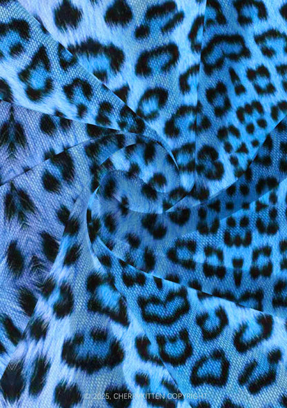 Blue Leopard Y2K Print Mini Layered Skirt Cherrykitten