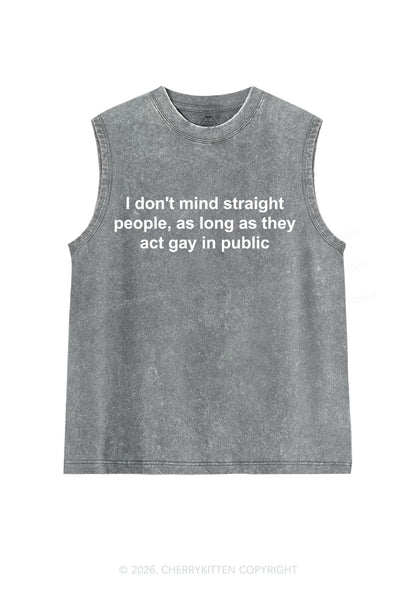 Act Gay In Public Pride Y2K Washed Muscle Tank Cherrykitten