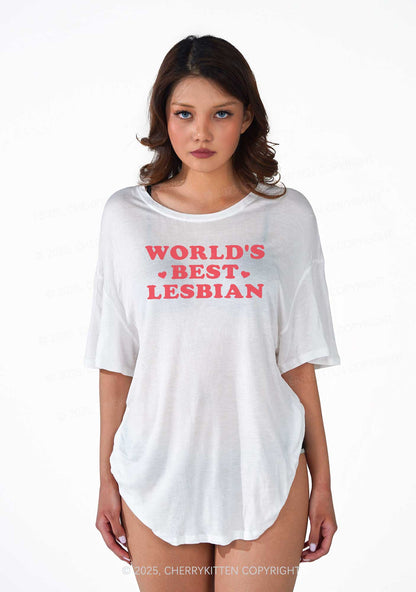 Worlds Best Lesbian Pride Y2K Sheer Boyfriend Tee Cherrykitten