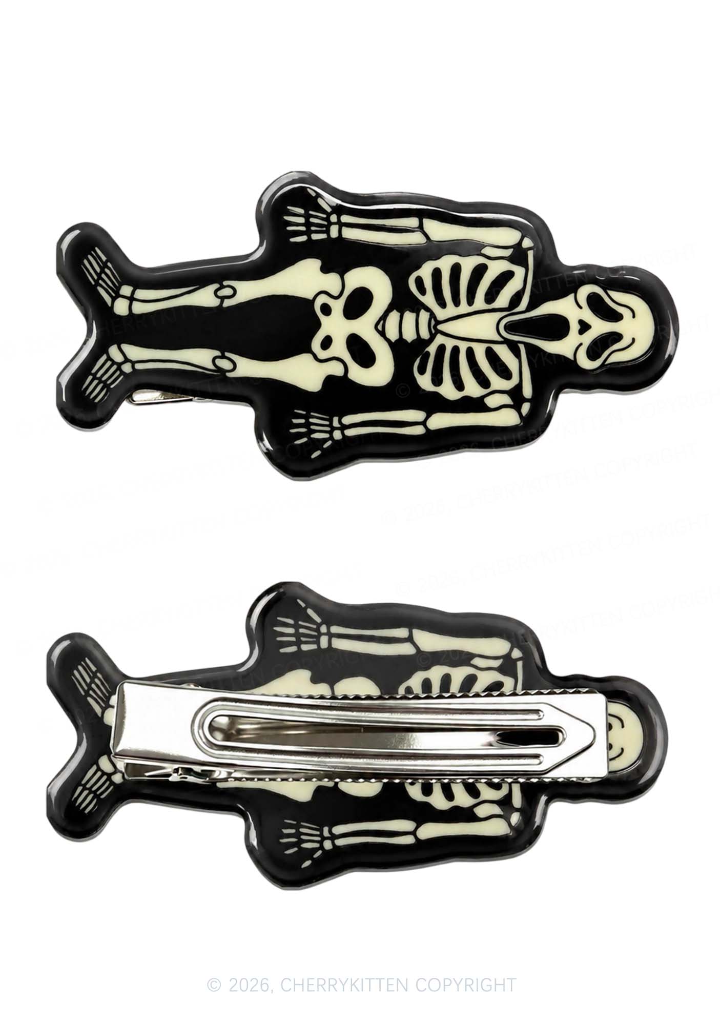 Halloween Skeleton Y2K Acrylic Duckbill Hair Clips Cherrykitten