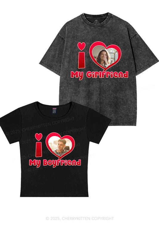 Custom BF GF Red Heart Y2K Valentine's Day Couple Shirt Cherrykitten