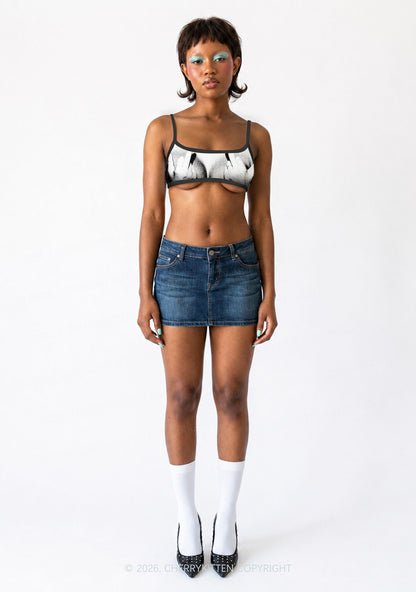 Middle Finger Bxxbs Y2K Print Super Crop Cami Cherrykitten