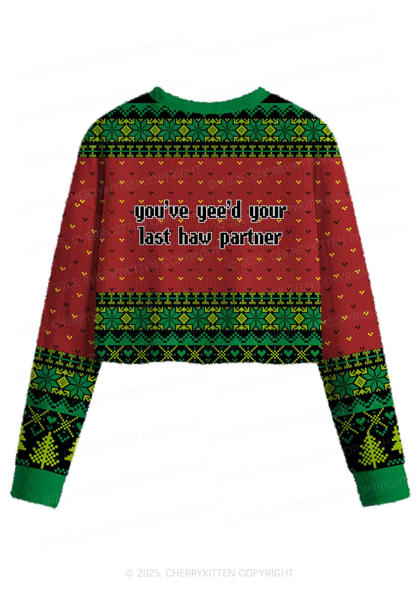 Your Last Haw Partner Y2K Christmas Crop Knit Sweatshirt Cherrykitten