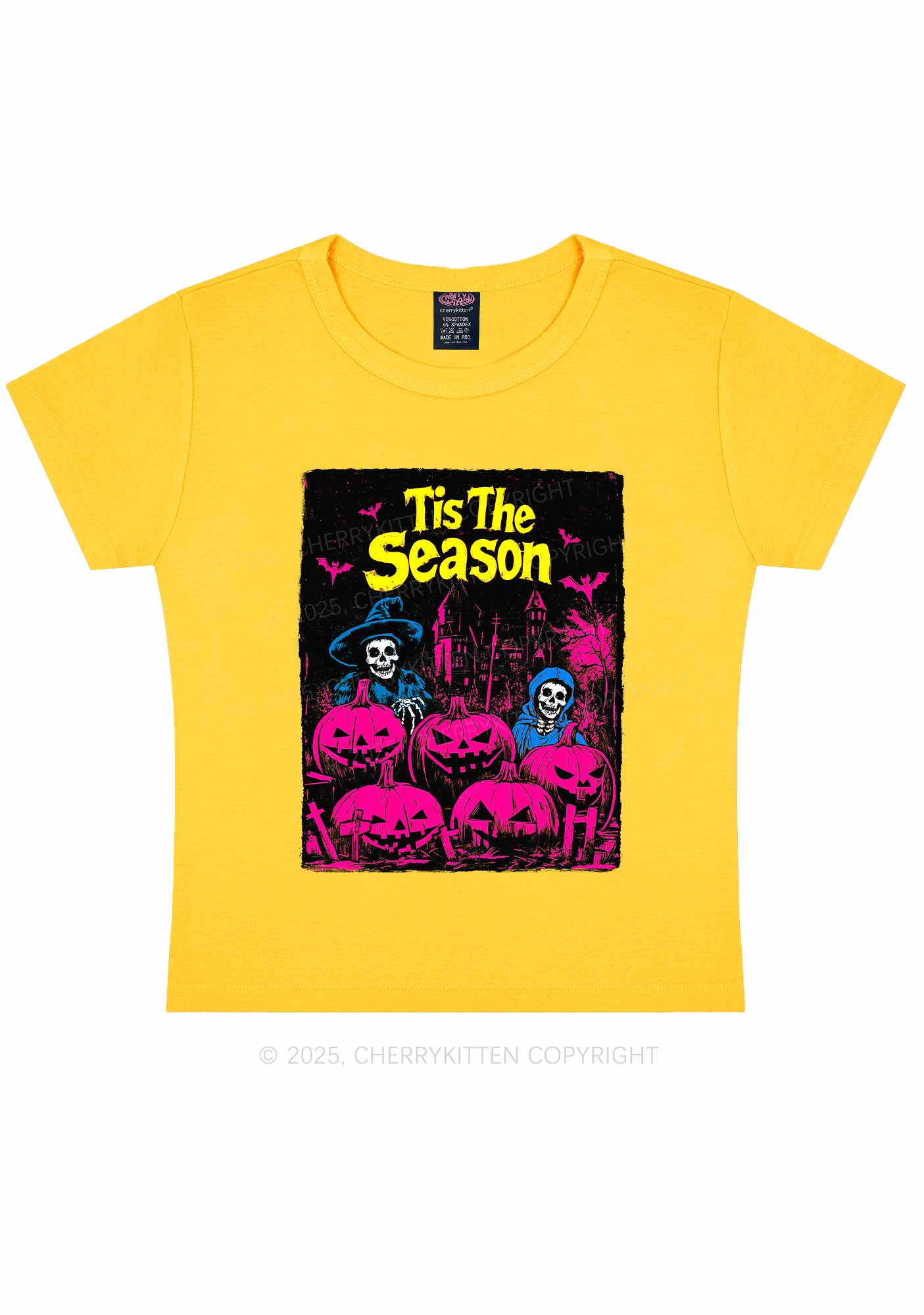 Halloween Tis The Season Skull Y2K Baby Tee Cherrykitten