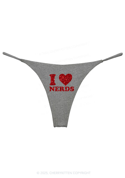 Glitter I Love Nerds Y2K Bikini String Thong Cherrykitten
