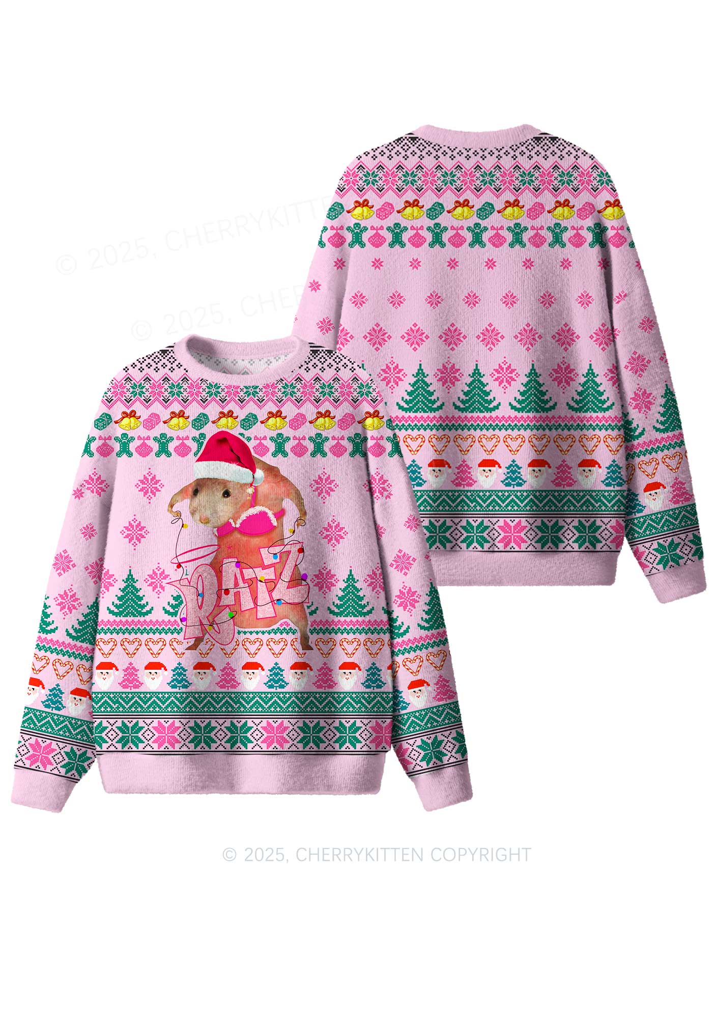 Christmas Ratz Y2K Christmas Knit Sweatshirt Cherrykitten