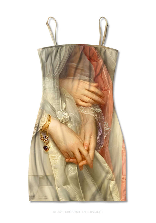 Sapphic Hands Pride Y2K Print Slip Dress Cherrykitten