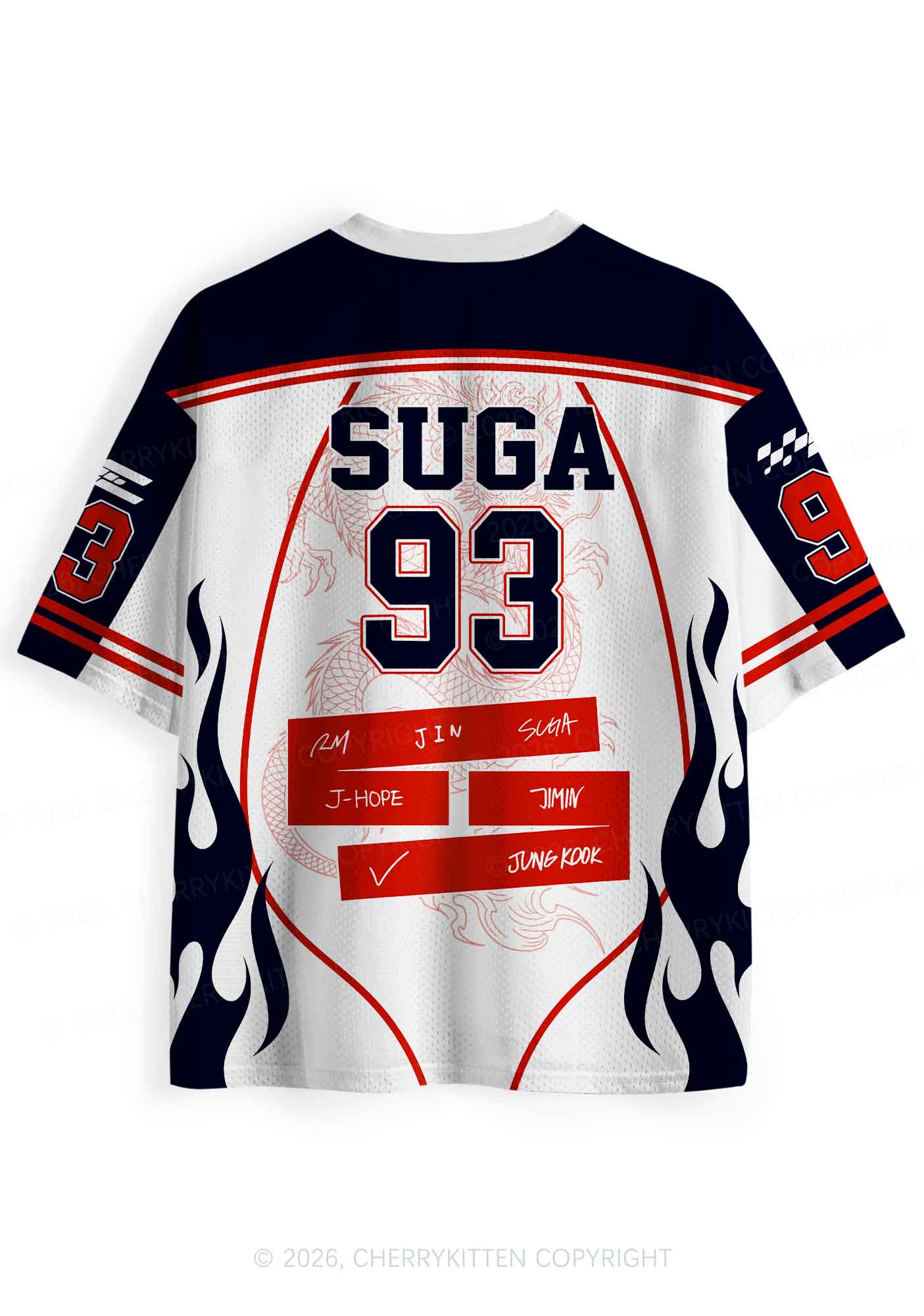Kpop Red Dragon Y2K Sport Jersey Shirts Cherrykitten