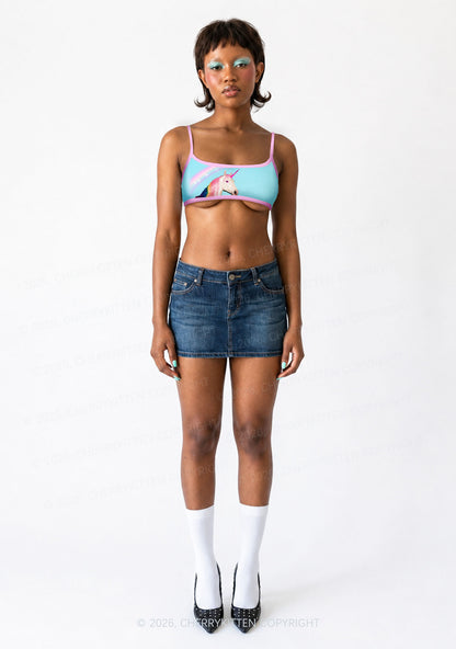 Colorful Unicorn Y2K Print Super Crop Cami Cherrykitten