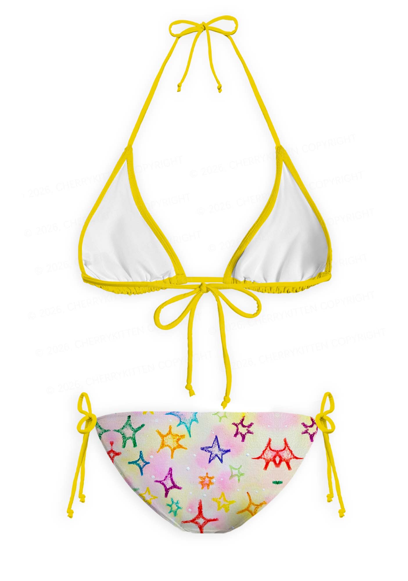Rainbow Star Y2K Print Bikini Set Cherrykitten