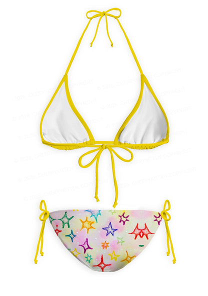 Rainbow Star Y2K Print Bikini Set Cherrykitten