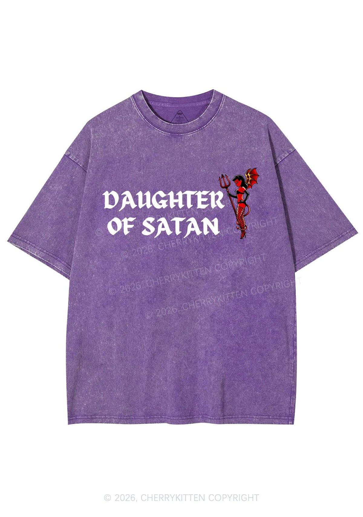 Halloween Daughter Of Satan Y2K Shirts Washed Tee Cherrykitten