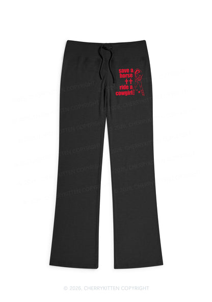 Ride A Cowgirl Pride Y2K Low Rise Drawstring Flare Pants Cherrykitten