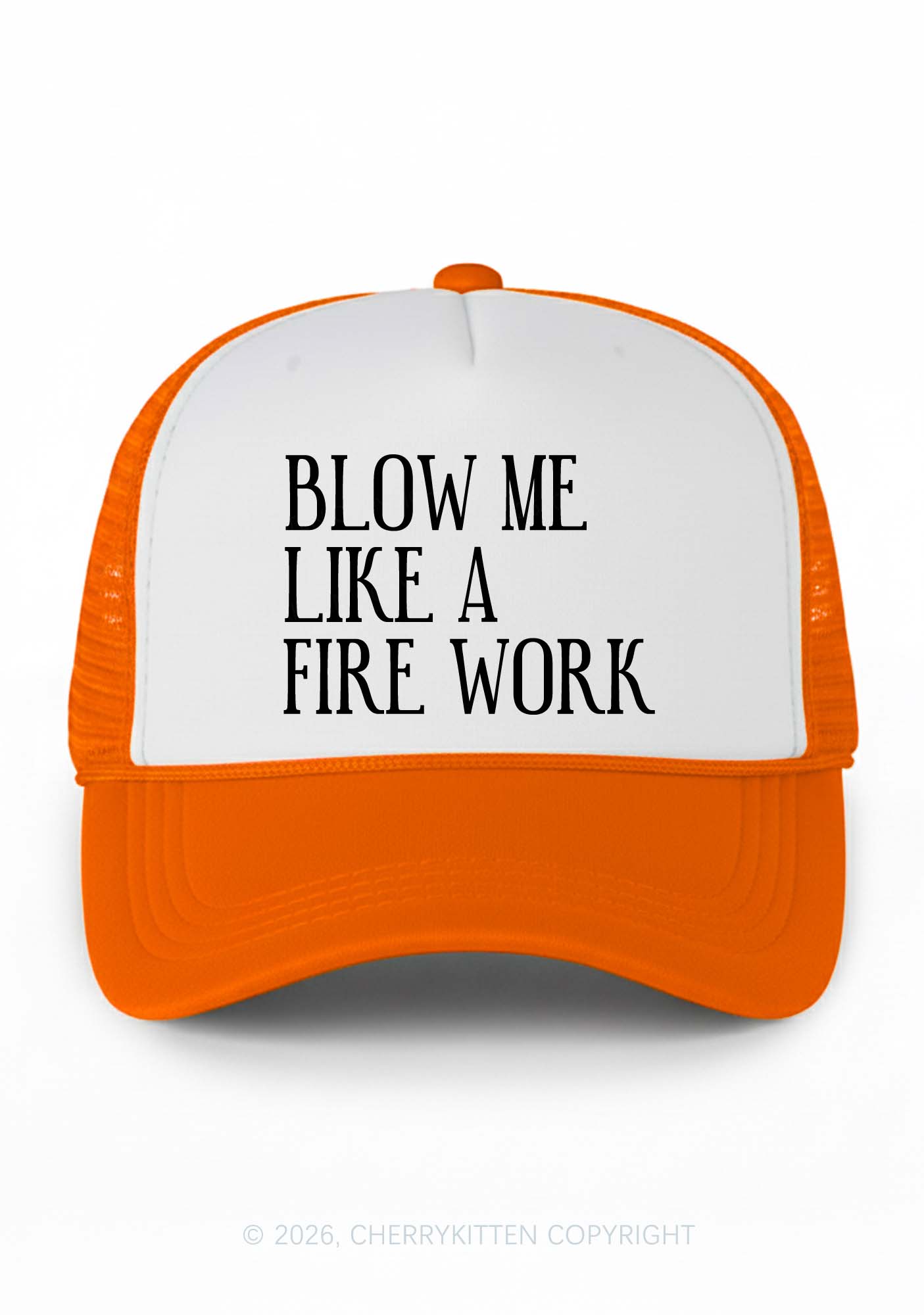 Blow Me Like Fire Work Y2K Colorblock Trucker Hat Cherrykitten