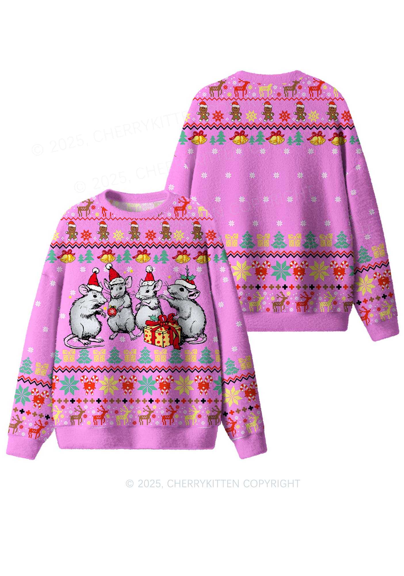 Four Rats Y2K Christmas Knit Sweatshirt Cherrykitten