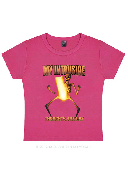 My Intrusive Thoughts Are Gay Pride Y2K Baby Tee Cherrykitten
