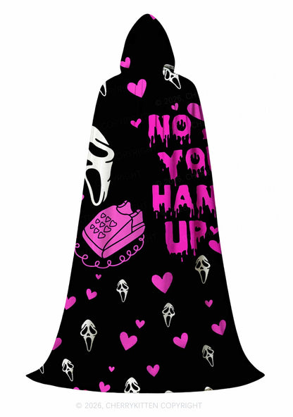 Halloween No You Hang Up Y2K Print Hooded Cloak Cherrykitten