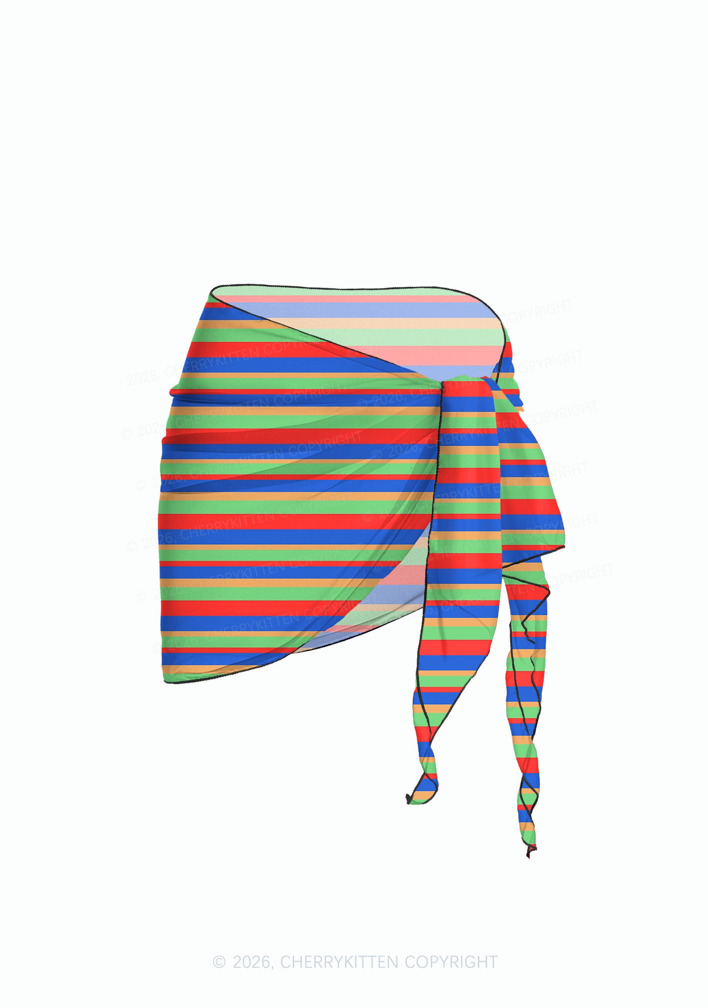 Rainbow Horizontal Stripe Y2K Print Bikini Set Cherrykitten