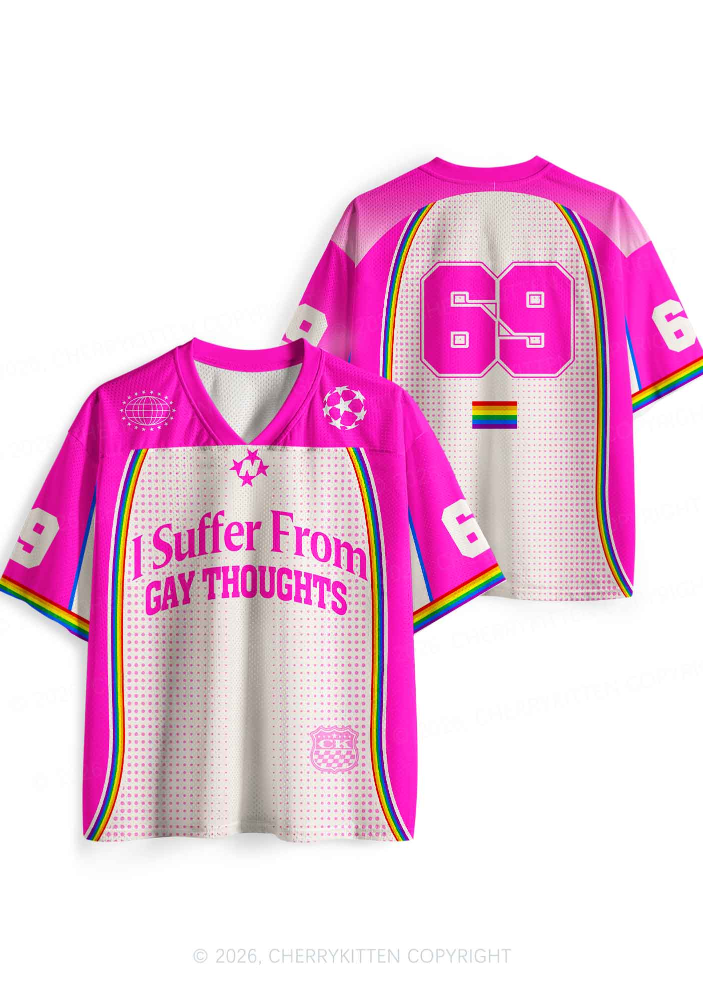 Hot Pink Dots Suffer From Gay Thoughts Pride Y2K Sport Jersey Shirts Cherrykitten
