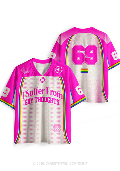 Hot Pink Dots Suffer From Gay Thoughts Pride Y2K Sport Jersey Shirts Cherrykitten