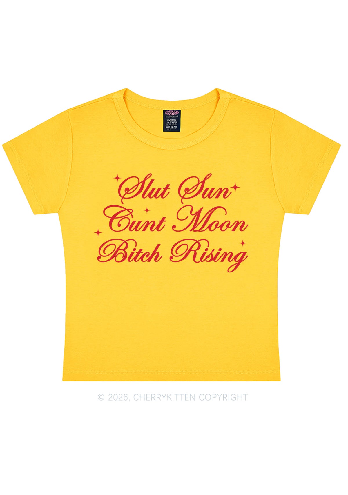 Slxt Sun Cxxt Moon Bxtch Rising Y2K Baby Tee Cherrykitten