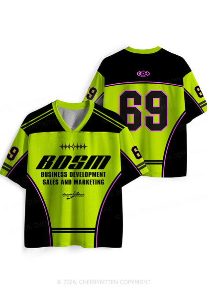 Green BDSM Y2K Sport Jersey Shirts Cherrykitten
