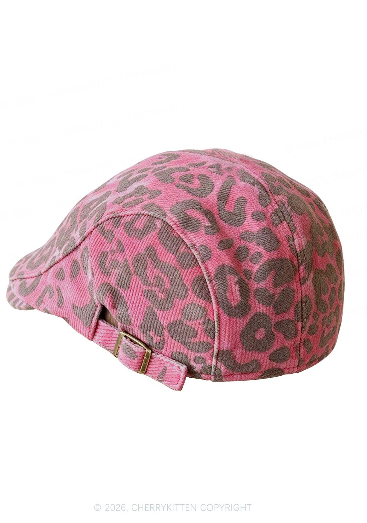 Pink Leopard Y2K Flat Cap Cherrykitten