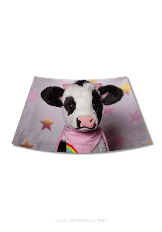 Cow Magic Stars Y2K Print Mini Skirt Cherrykitten