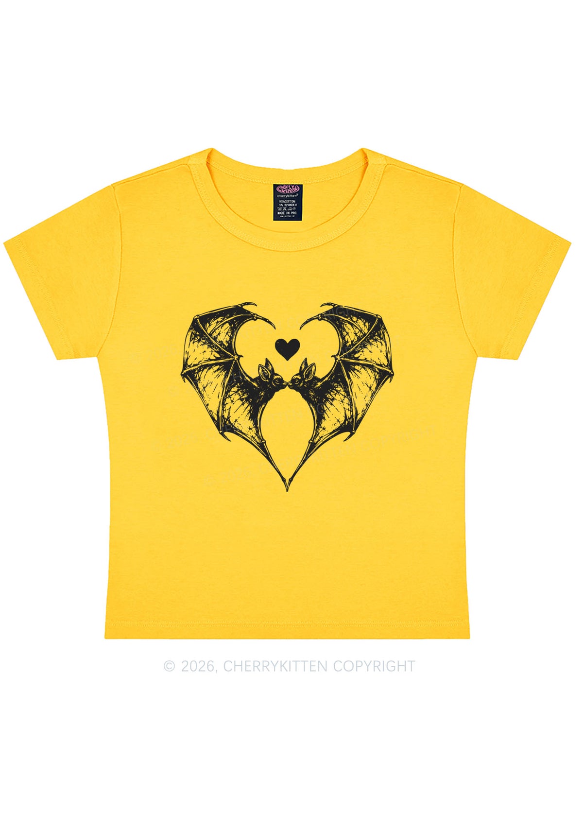Halloween Bat Heart Y2K Baby Tee Cherrykitten