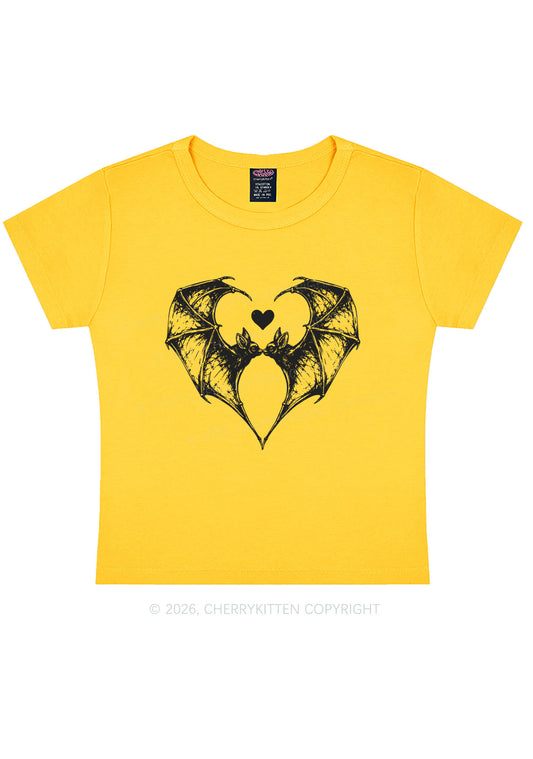 Halloween Bat Heart Y2K Baby Tee Cherrykitten